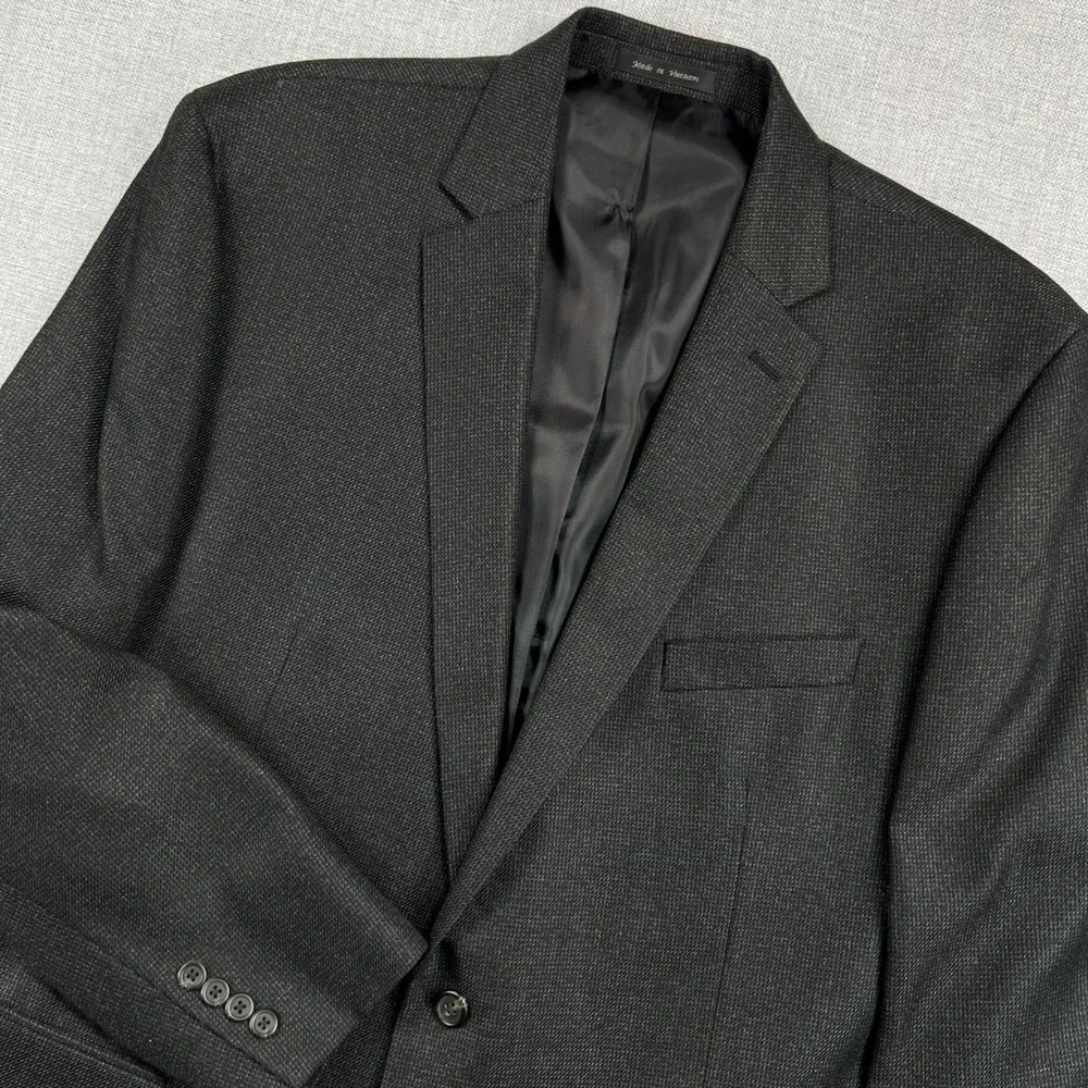 Chaps Charcoal Sport Coat Blazer Men 48L Dark Gray Classic Tailored‎ Office